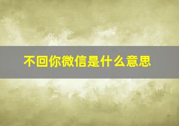 不回你微信是什么意思