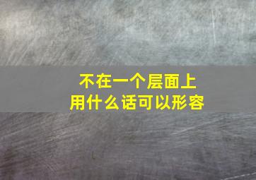 不在一个层面上用什么话可以形容