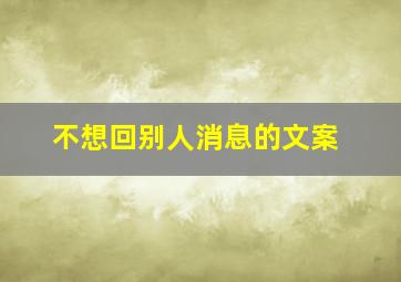 不想回别人消息的文案