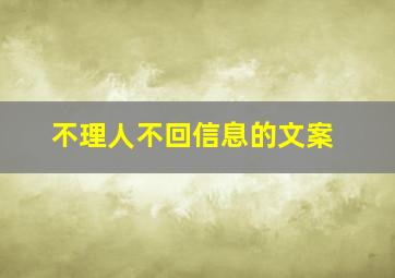 不理人不回信息的文案