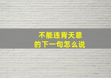 不能违背天意的下一句怎么说