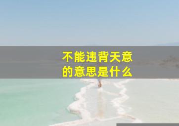 不能违背天意的意思是什么