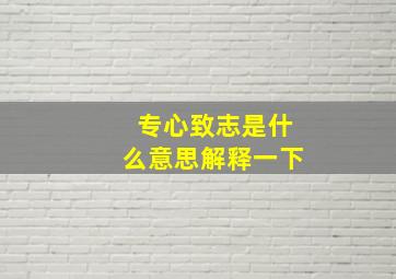 专心致志是什么意思解释一下