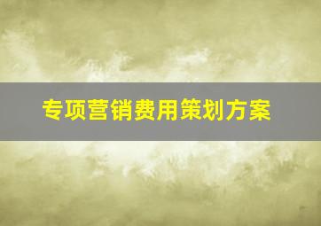 专项营销费用策划方案