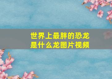 世界上最胖的恐龙是什么龙图片视频