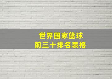 世界国家篮球前三十排名表格