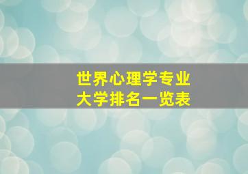 世界心理学专业大学排名一览表