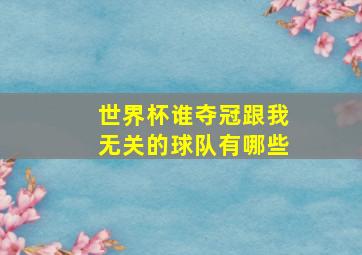 世界杯谁夺冠跟我无关的球队有哪些