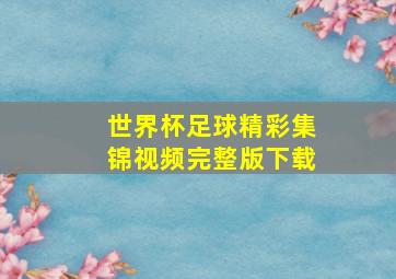 世界杯足球精彩集锦视频完整版下载