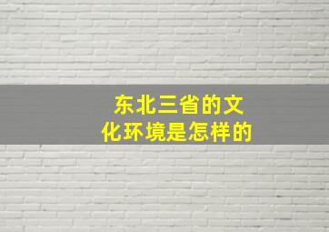 东北三省的文化环境是怎样的