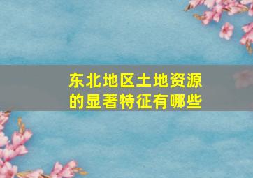 东北地区土地资源的显著特征有哪些