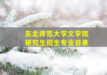 东北师范大学文学院研究生招生专业目录