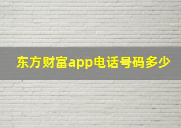 东方财富app电话号码多少