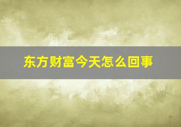 东方财富今天怎么回事