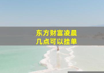 东方财富凌晨几点可以挂单