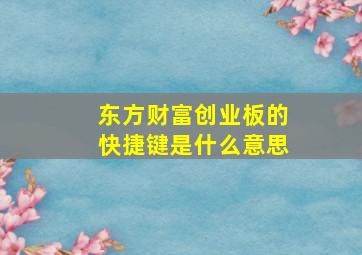 东方财富创业板的快捷键是什么意思