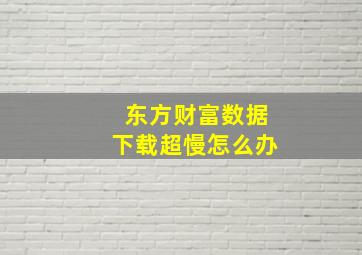 东方财富数据下载超慢怎么办