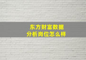 东方财富数据分析岗位怎么样