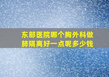 东部医院哪个胸外科做肺隔离好一点呢多少钱