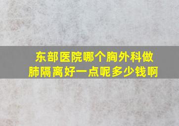 东部医院哪个胸外科做肺隔离好一点呢多少钱啊