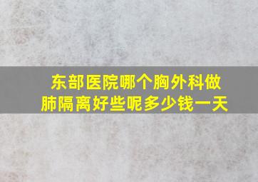 东部医院哪个胸外科做肺隔离好些呢多少钱一天