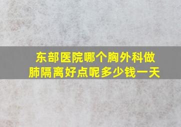 东部医院哪个胸外科做肺隔离好点呢多少钱一天