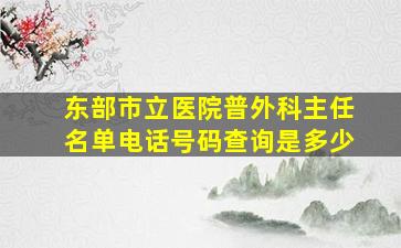 东部市立医院普外科主任名单电话号码查询是多少