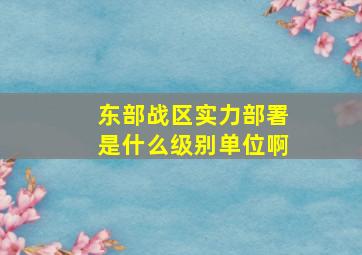 东部战区实力部署是什么级别单位啊