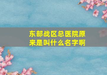 东部战区总医院原来是叫什么名字啊