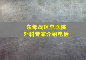 东部战区总医院外科专家介绍电话