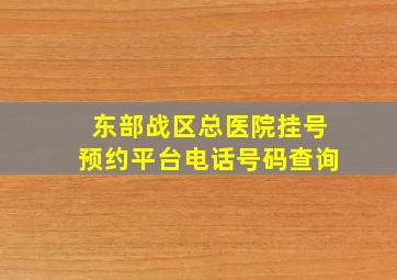 东部战区总医院挂号预约平台电话号码查询