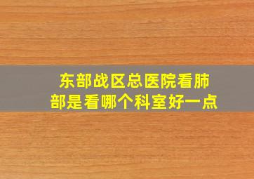 东部战区总医院看肺部是看哪个科室好一点