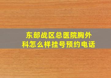 东部战区总医院胸外科怎么样挂号预约电话