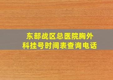 东部战区总医院胸外科挂号时间表查询电话