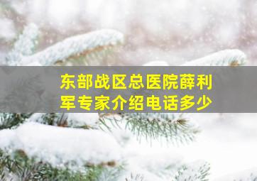 东部战区总医院薛利军专家介绍电话多少