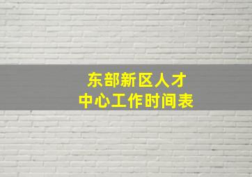 东部新区人才中心工作时间表