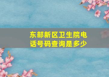 东部新区卫生院电话号码查询是多少