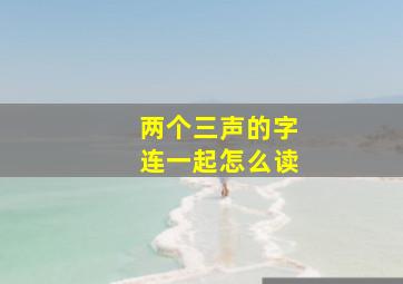 两个三声的字连一起怎么读