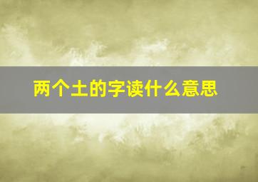 两个土的字读什么意思