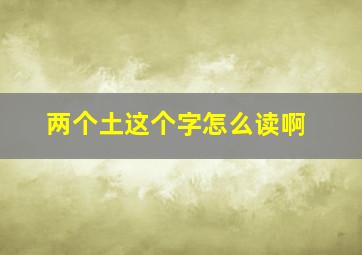 两个土这个字怎么读啊