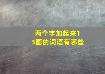 两个字加起来13画的词语有哪些