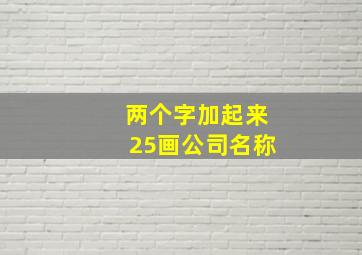 两个字加起来25画公司名称