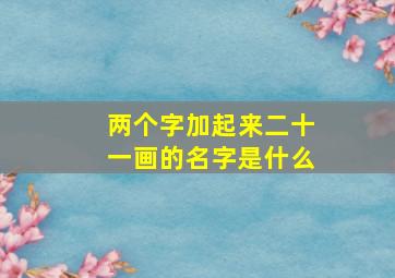 两个字加起来二十一画的名字是什么