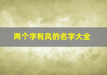 两个字有风的名字大全