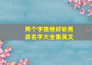 两个字独特好听男孩名字大全集英文