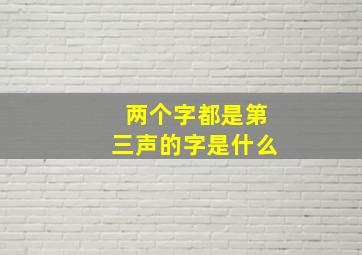 两个字都是第三声的字是什么