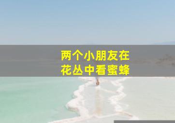 两个小朋友在花丛中看蜜蜂