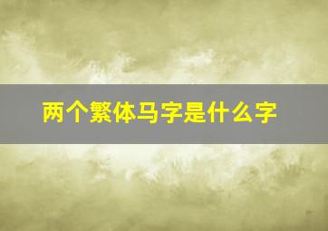 两个繁体马字是什么字