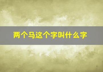 两个马这个字叫什么字