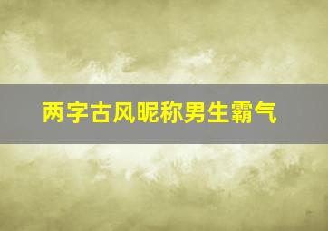 两字古风昵称男生霸气